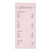 Elegant Blush Pink Hair Salon Makeup Service Menu (Achterkant)