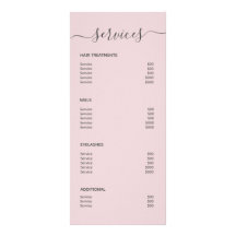 Elegant Blush Pink Hair Salon Makeup Service Menu