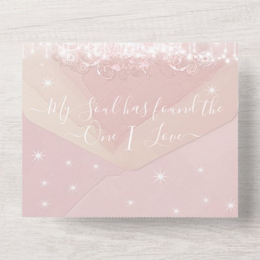 Elegant Blush Pink Heart Leaf Tree , die iedereen  All In One Uitnodiging (Achterkant)