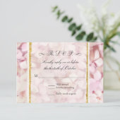 Elegant Blush Pink Hydrangea Modern Gold Glitter RSVP Kaartje (Staand voorkant)
