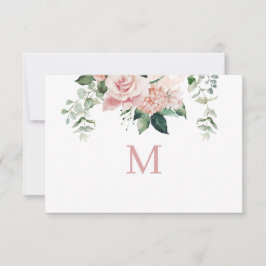 Elegant Blush Pink Hydrangea Monogram Notitie Kaar