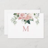 Elegant Blush Pink Hydrangea Monogram Notitie Kaar (Voorkant / Achterkant)