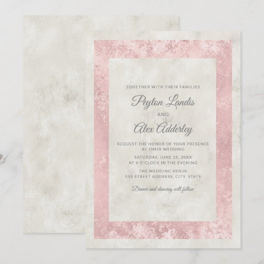 Elegant Blush Pink Ivory Cream Wedding Kaart (Voorkant / Achterkant)
