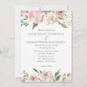 Elegant Blush Pink Ivory Floral Garden Wedding Kaart (Voorkant)