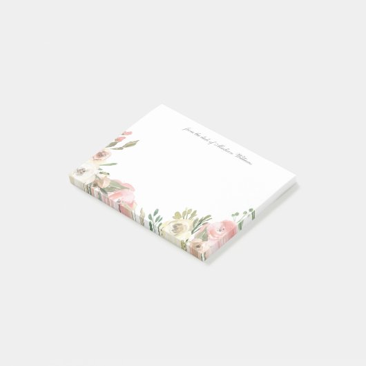 Elegant Blush Pink Ivory Floral Peony persoonlijke Post-it® Notes (Schuin)