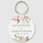 Elegant Blush Pink Ivory Floral Peony Wedding Sleutelhanger (Voorkant)