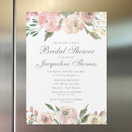 Elegant Blush Pink Ivory Floral Vrijgezellenfeest Magnetische Uitnodiging