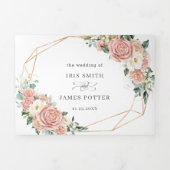 Elegant Blush Pink Ivory Floral Wedding RSVP Drieluik Uitnodiging (Cover)
