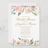 Elegant Blush Pink Ivory Gold Floral Vrijgezellenf Kaart (Voorkant)