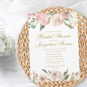 Elegant Blush Pink Ivory Gold Floral Vrijgezellenf Kaart