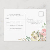 Elegant Blush Pink Ivory Peony Floral Wedding RSVP Briefkaart (Achterkant)