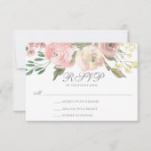 Elegant Blush Pink Ivory Sage Floral Wedding RSVP Kaartje (Voorkant)