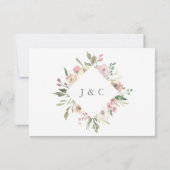 Elegant Blush Pink Ivory Sage Floral Wedding RSVP Kaartje (Achterkant)