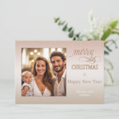 Elegant Blush Pink-kerstfotokaart Feestdagenkaart (Staand voorkant)