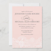 Elegant Blush Pink  Lace Wedding Kaart (Voorkant)