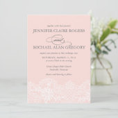 Elegant Blush Pink  Lace Wedding Kaart (Staand voorkant)