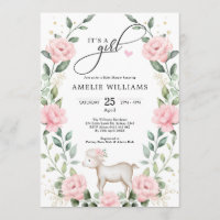 Elegant Blush Pink Lamb Girl Baby shower