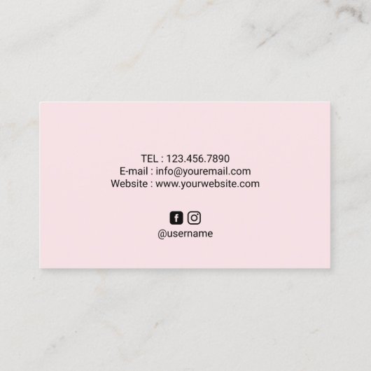 Elegant Blush Pink Lashes & Brows Beauty Salon Visitekaartje (Achterkant)