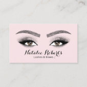 Elegant Blush Pink Lashes & Brows Beauty Salon Visitekaartje (Voorkant)