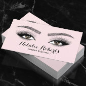Elegant Blush Pink Lashes & Brows Beauty Salon Visitekaartje