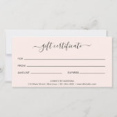 Elegant Blush Pink Lashes Cadeaucertificaat (Achterkant)