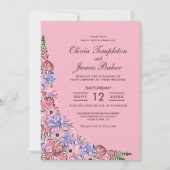 Elegant Blush Pink Lavender Floral Wedding Kaart (Voorkant)