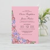 Elegant Blush Pink Lavender Floral Wedding Kaart (Staand voorkant)