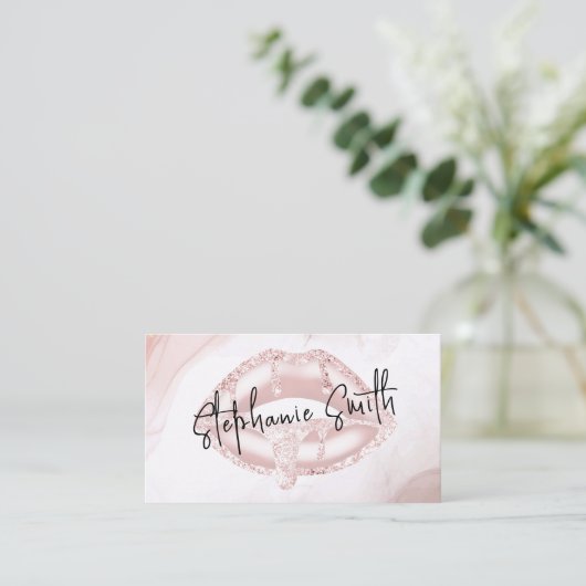 Elegant Blush Pink Lips Luxe moderne artiest Visitekaartje (Staand voorkant)