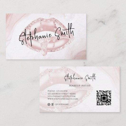 Elegant Blush Pink Lips Luxe moderne artiest Visitekaartje (Voorkant / Achterkant)