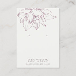 ELEGANT BLUSH PINK LOTUS SIMPLE EARRING DISPLAY VISITEKAARTJE