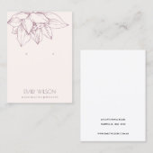 ELEGANT BLUSH PINK LOTUS SIMPLE EARRING DISPLAY VISITEKAARTJE (Voorkant / Achterkant)