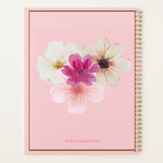 Elegant Blush Pink maandelijks ongedateerd wekelij Planner (Achterkant)