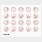 Elegant Blush Pink Marble Agate Beauty Lash Logo Ronde Sticker (Vel)