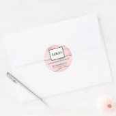 Elegant Blush Pink Marble Agate Beauty Lash Logo Ronde Sticker (Envelop)