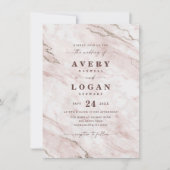 Elegant Blush Pink Marble & Glitter Wedding Kaart (Voorkant)