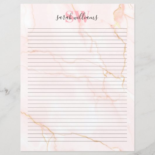 Elegant Blush Pink Marble Monogram (Voorkant)