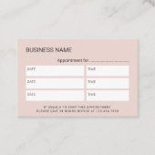 Elegant Blush Pink & Marble Salon Spa Benoeming Afsprakenkaartje (Voorkant)