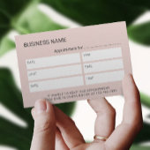 Elegant Blush Pink & Marble Salon Spa Benoeming Afsprakenkaartje