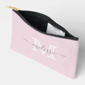 Elegant Blush Pink Minimale naam en Monogram Etui (Open)