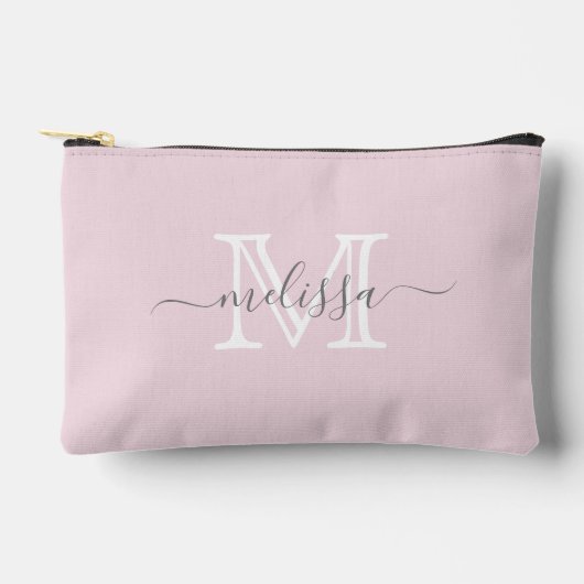 Elegant Blush Pink Minimale naam en Monogram Etui (Voorkant)