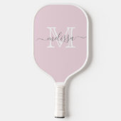 Elegant Blush Pink Minimale naam en Monogram Pickleball Paddle (Achterkant)