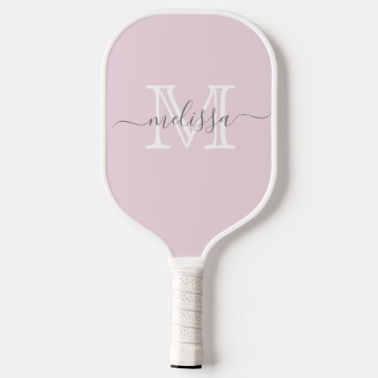 Elegant Blush Pink Minimale naam en Monogram Pickleball Paddle (Achterkant)