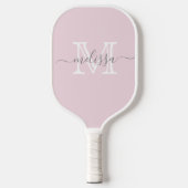 Elegant Blush Pink Minimale naam en Monogram Pickleball Paddle (Voorkant)