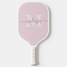 Elegant Blush Pink Minimale naam en Monogram Pickleball Paddle