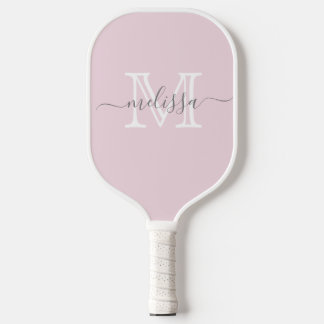 Elegant Blush Pink Minimale naam en Monogram Pickleball Paddle
