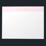 Elegant Blush Pink Minimalist Chic 11x8.5 Notitieb Notitieblok<br><div class="desc">Elegant Blush Pink Minimalist Chic 11x8.5 Notitieblok. Elegant minimalistisch ontwerp met modern lettertype op wazige roze. Supertrendy, klassiek, geraffineerd. Goud is geen echt goud, maar kleur.</div>