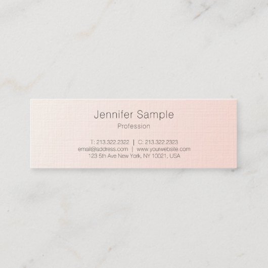 Elegant Blush Pink Minimalist Plain Trendy Luxury Mini Visitekaartje (Achterkant)