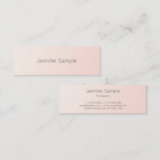 Elegant Blush Pink Minimalist Plain Trendy Luxury Mini Visitekaartje (Voorkant / Achterkant)
