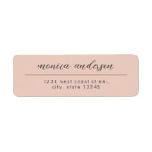 Elegant Blush Pink Minimalist Script naam Etiket (Voorkant)