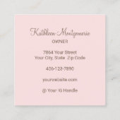 Elegant Blush Pink Mocha Script 3 Photo Lashes Vierkante Visitekaartje (Achterkant)